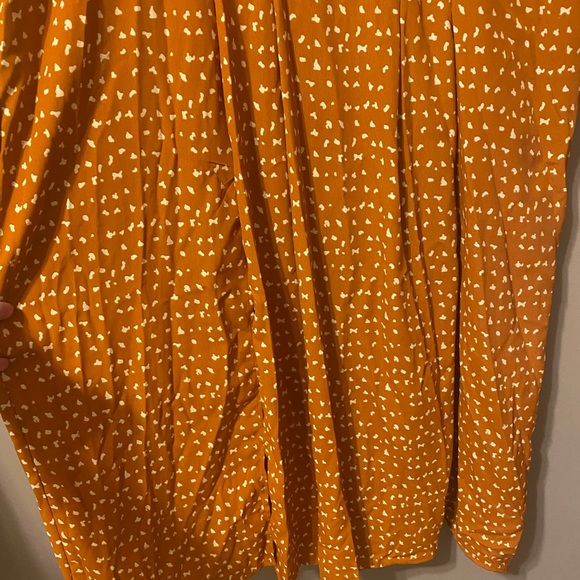 NWOT- Topshop Dress orange/cream long sleeve flowy midi dress size 12--not worn - Picture 6 of 9